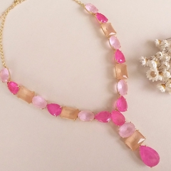 Conjunto Luxo Fusion Rosado Banho Ouro 18k - Semijoias Louise and Me