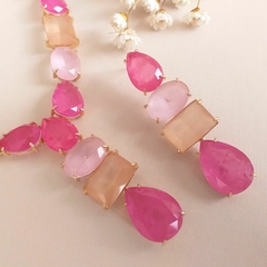 Conjunto Luxo Fusion Rosado Banho Ouro 18k - loja online