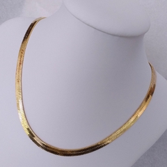 Colar em Malha Laminada Lisa 8mm Banho Ouro 18k - loja online