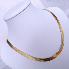 Colar em Malha Laminada Lisa 8mm Banho Ouro 18k - comprar online