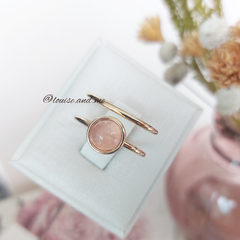Quartzo Rosa Anel Pedra Pequena Banho Ouro 18k (Ajustável)