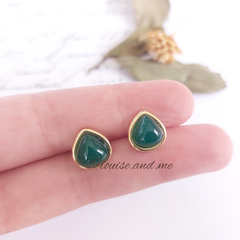 Ágata Verde Brinco Gota Banho Ouro 18k - loja online