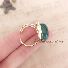 Ágata Verde Anel Banho Ouro 18k Pedra Quadrada (Ajustável) - loja online