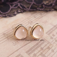 Quartzo Rosa Brinco Gota Banho Ouro 18k