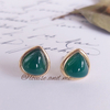 Ágata Verde Brinco Gota Banho Ouro 18k