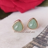 Quartzo Verde Brinco Gota Banho Ouro 18k
