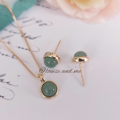 Quartzo Verde Conjunto Redondo Pequeno Banho Ouro 18k na internet