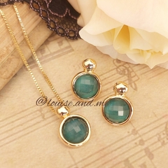 Esmeralda Natural Conjunto Redondo Banho Ouro 18k - loja online