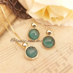 Esmeralda Natural Conjunto Redondo Banho Ouro 18k