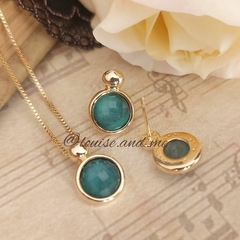 Esmeralda Natural Conjunto Redondo Banho Ouro 18k - Semijoias Louise and Me