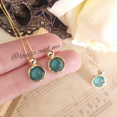 Esmeralda Natural Conjunto Redondo Banho Ouro 18k na internet