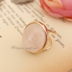 Quartzo Rosa Anel Banho Ouro 18k Pedra Oval (Ajustável) - comprar online