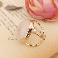 Quartzo Rosa Anel Banho Ouro 18k Pedra Oval (Ajustável) na internet