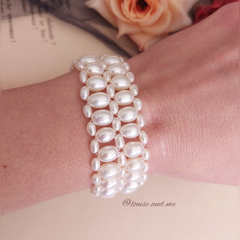 Pulseira Renda de Pérolas Brancas Naturais de Água Doce - comprar online