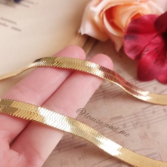 Colar em Malha Laminada Lisa 8mm Banho Ouro 18k na internet