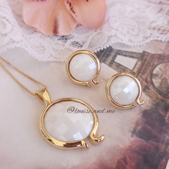 Porcelana Facetada Perolada Conjunto Banho Ouro 18k