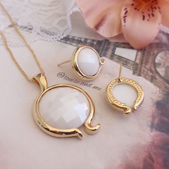 Porcelana Facetada Perolada Conjunto Banho Ouro 18k - loja online