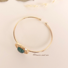 Ágata Verde Bracelete Vazado Banho Ouro - loja online