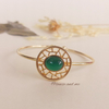 Ágata Verde Bracelete Vazado Banho Ouro