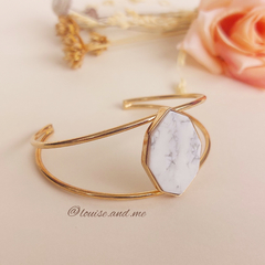 Howlita Branca Bracelete Geométrico Banho Ouro 18k - comprar online