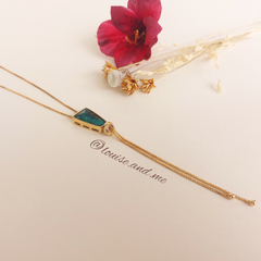 Esmeralda Natural Colar Gravata Banho Ouro 18k - loja online