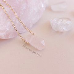Quartzo Rosa Colar Prisma Banho Ouro 18k - comprar online