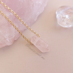 Imagem do Quartzo Rosa Colar Prisma Banho Ouro 18k