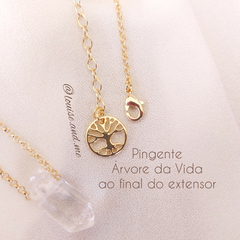 Imagem do Cristal de Rocha Colar Prisma Banho Ouro 18k