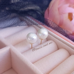 Brinco Pérola Shell Média 8mm Banho Ouro 18k - loja online