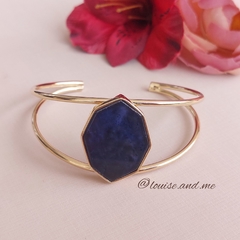 Sodalita Bracelete Geométrico Banho Ouro 18k