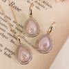 Quartzo Rosa Perolado Conjunto Colar e Brincos Banho Ouro 18k e Ródio