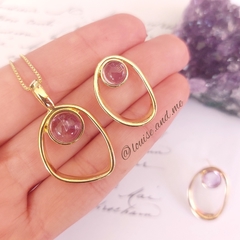 Ametista Conjunto Orgânico Banho Ouro 18k - loja online