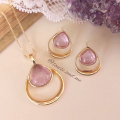 Ametista Conjunto Gota Vazada Banho Ouro 18k na internet