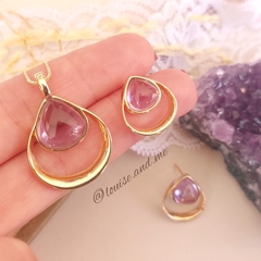 Imagem do Ametista Conjunto Gota Vazada Banho Ouro 18k