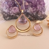 Ametista Conjunto Gota Vazada Banho Ouro 18k