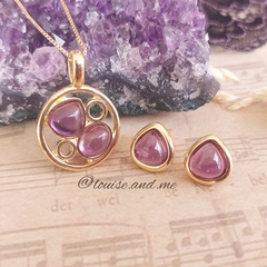 Ametista Conjunto Mandala e Brinco Gota Banho Ouro 18k - comprar online