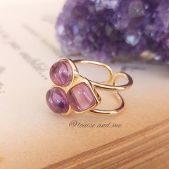 Ametista Anel Banho Ouro 18k (Ajustável) - comprar online