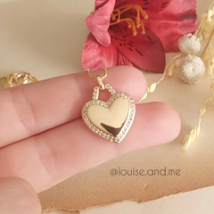 Colar Pingente Coração com Zircônias Banho Ouro 18k - comprar online