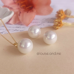 Conjunto Pérola Shell Branca Banho Ouro 18k na internet