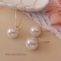 Conjunto Pérola Shell Branca Banho Ouro 18k - Semijoias Louise and Me