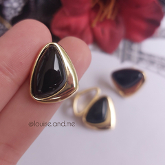 Ágata Preta Conjunto Triangular Banho Ouro 18k na internet