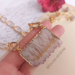 Geodo Natural Retangular Corrente Banho Ouro 18k - comprar online