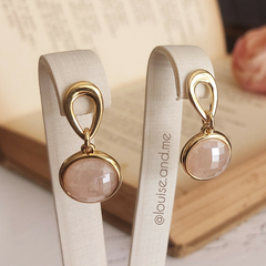 Quartzo Rosa Perolado Brinco Pêndulo Banho Ouro 18k na internet