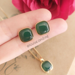 Ágata Verde Conjunto Quadrado Banho Ouro 18k na internet