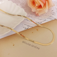 Colar em Malha Laminada Lisa 3mm Banho Ouro 18k