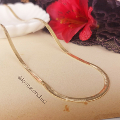 Colar em Malha Laminada Lisa 3mm Banho Ouro 18k - Semijoias Louise and Me