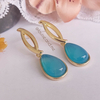 Ágata Azul Céu Brinco Pêndulo Vazado Banho Ouro 18k - comprar online