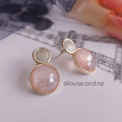 Quartzo Rosa Perolado Brinco Banho Ouro 18k e Ródio Branco na internet