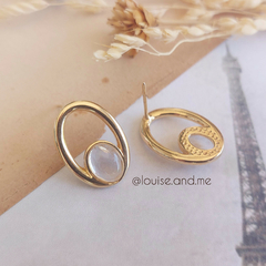 Cristal de Rocha Brinco Oval Vazado Banho Ouro 18k na internet