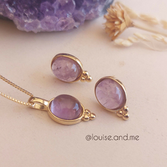 Ametista Conjunto Oval Banho Ouro 18k